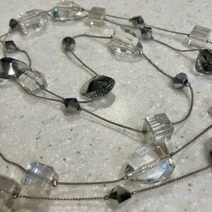 Premier Designs Silver and Clear Gem Necklace